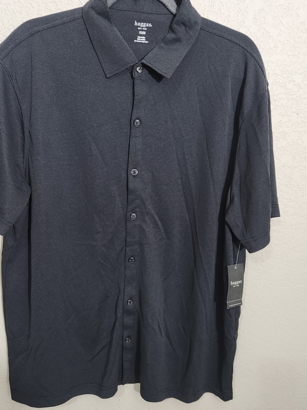 Haggar Men’s Short Sleeve Button Polo - Navy